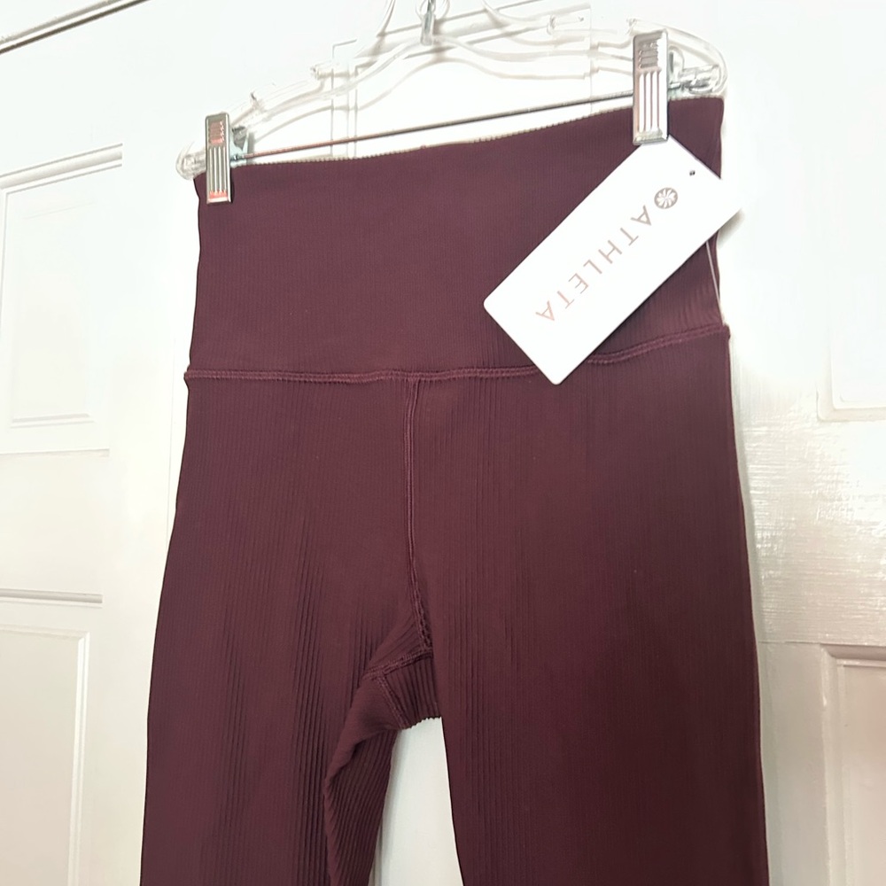 Athleta Womens Elation Rib Tight Leggings High Rise - Burgundy Size XS